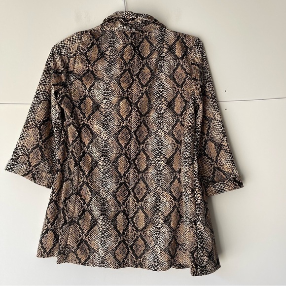 Women's Snakeskin Animal Print Blazer Jacket Open Front Lightweight, Sz L - Picture 8 of 9